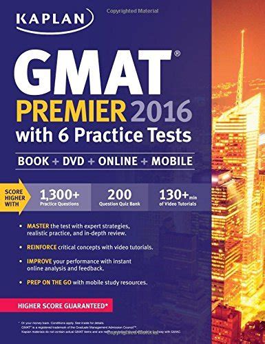 Download Kaplan Gmat Premier 2016 With 6 Practice Tests Book Online Dvd Mobile Kaplan Test Prep 