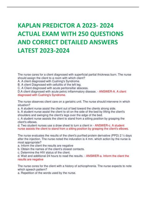 Full Download Kaplan Predictor Test 2 Answers 