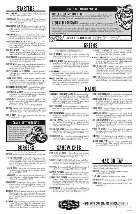 Karl Strauss Menu