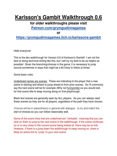 Karlssons Gambit Walkthrough