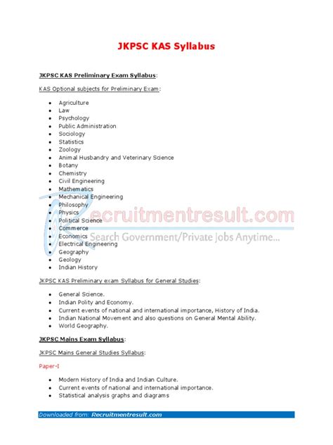 Kas Syllabus Pdf