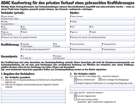 Kaufvertrag Vom Adac