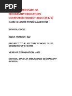 Kcse Computer Project Documentation