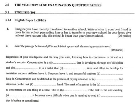 kcse past papers english