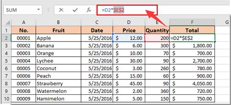 keep same cell in excel formula