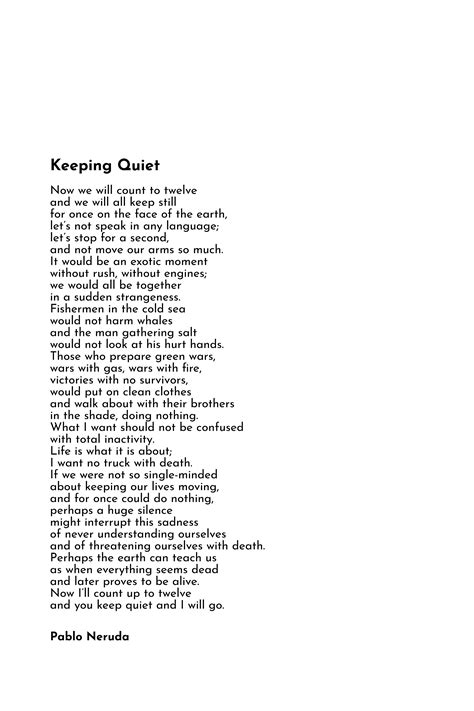 Keeping Quiet Poem