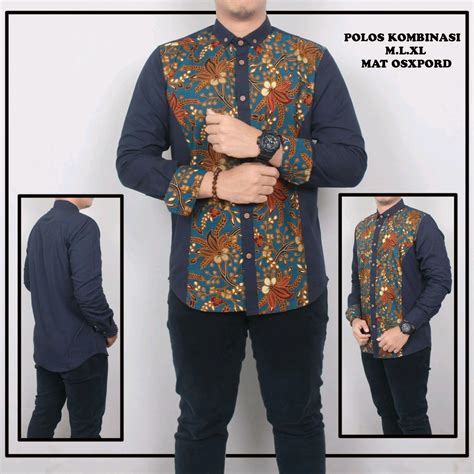 Kemeja Batik Kombinasi Polos  Jual By Woubatik - Kemeja Batik Kombinasi Polos