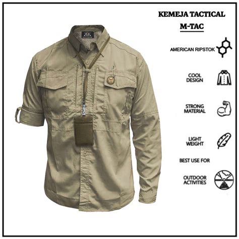 Kemeja Lapangan M Tac Panjang Premium Warna Cream Warna Baju Tactical - Warna Baju Tactical