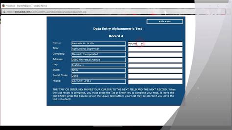 Kenexa Data Entry Alpha Numeric Practice Test