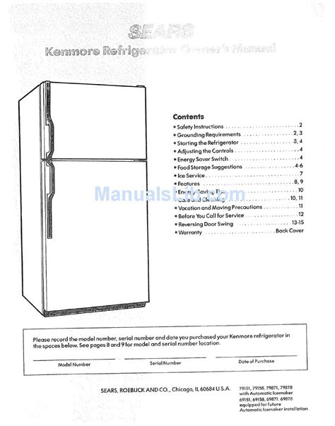 Read Kenmore Refrigerator Manual 596 