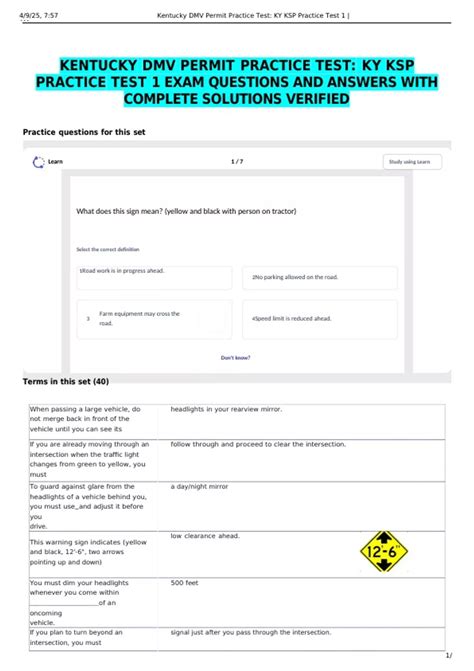 kentucky permit practice test
