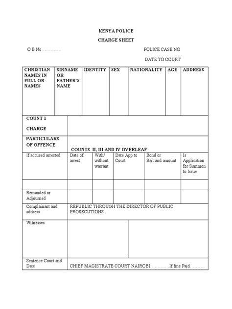 kenya police charge sheet