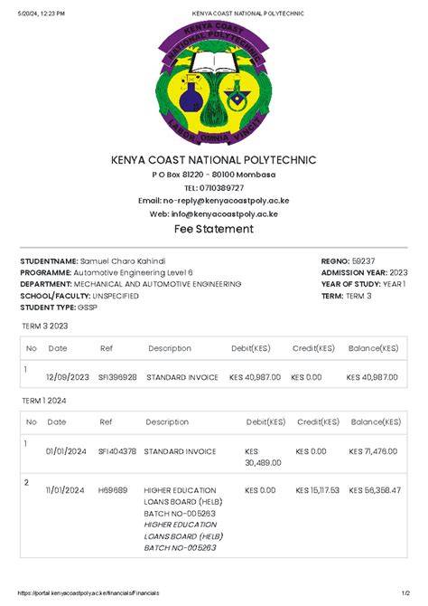 kenya polytechnic fees structure
