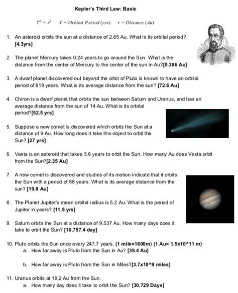 Kepler S Laws Worksheet   Discovering Kepler 39 S Law For The Periods - Kepler's Laws Worksheet