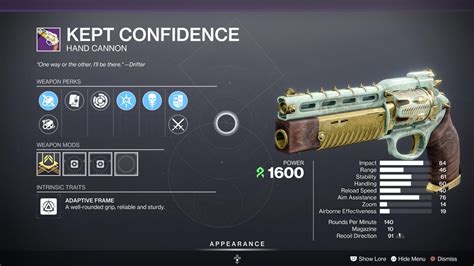 Kept Confidence God Roll