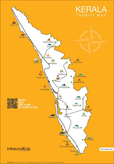 Kerala Tourist Places Map With Distance