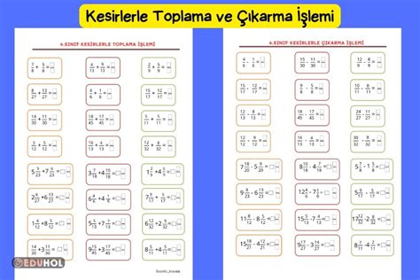 kesirlerle dört işlem, kesirler, toplama, çıkarma, çarpma, bölme, örnekleri oluştur, sorumatik, ödevmatik, kesir işlemleri pdf indir.