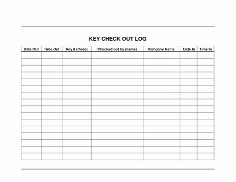 Key Check Out Form Template