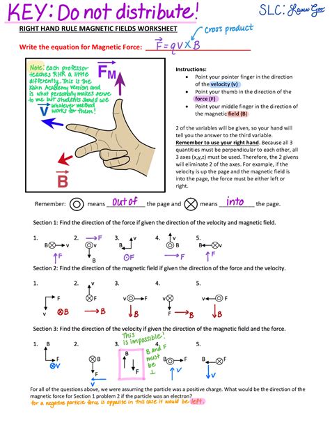 Key For Rhr Wksheet Right Hand Rule Magnetic Right Hand Rule Worksheet Answers - Right Hand Rule Worksheet Answers