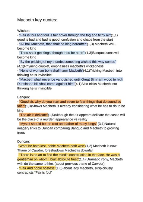 Key Quotes In Macbeth