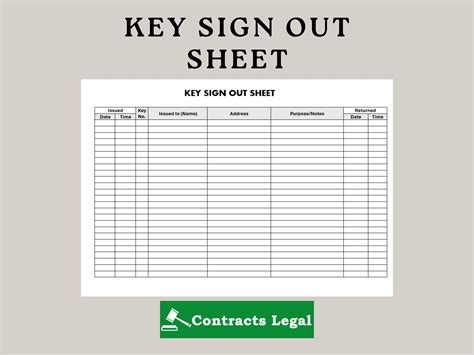 key sign out log sheet template