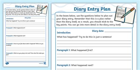 key stage 2 diary templates