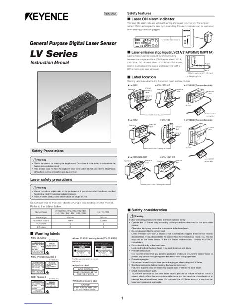 Keyence Instruction Manual