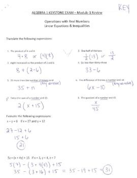 Download Keystone Algebra 1 Review Answer Key 