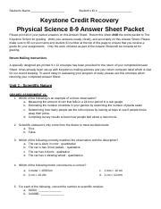Full Download Keystone Credit Recovery Physical Science Answer Key 