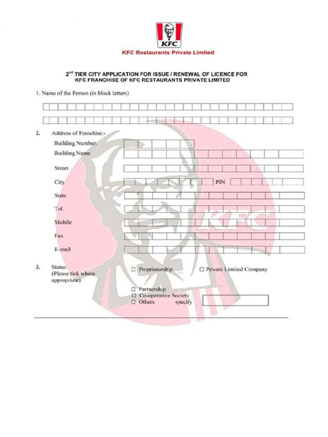 Kfc Franchise Application Form