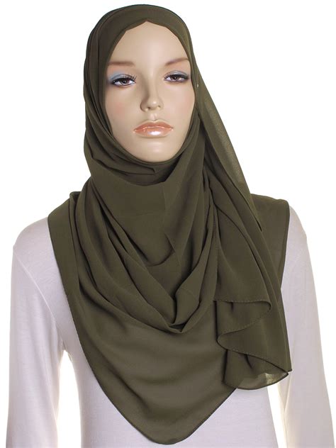 Khaki Green Chiffon Hijab Hijab Khaki Green Chiffon Warna Khaki Hijab - Warna Khaki Hijab