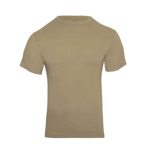 Khaki Solid Color Cotton Polyester T Shirt Khaki - Khaki