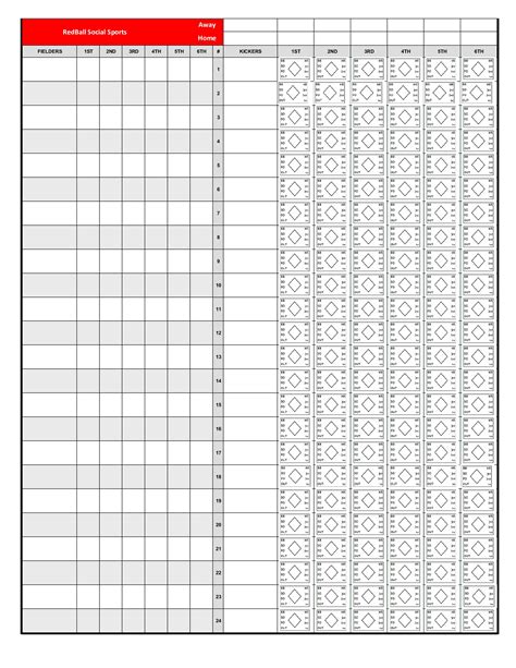 Kickball Lineup Sheet