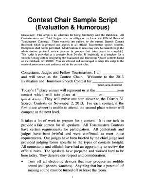 kids speech contest script
