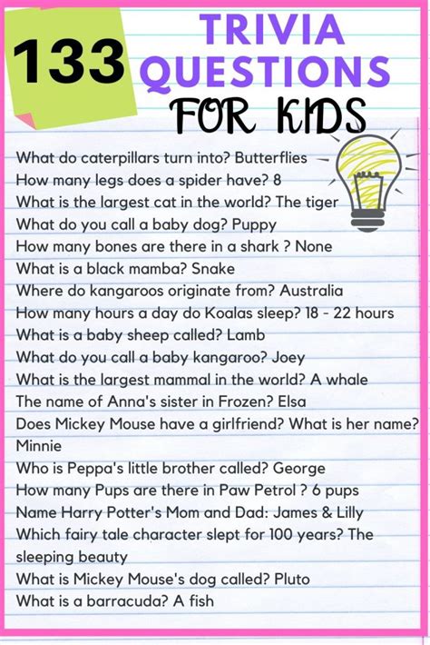 Read Kids Quiz Questions And Answers General Knowledge 