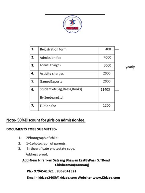 Kidzee Fee Structure