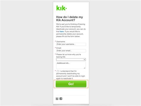 kik website delete account