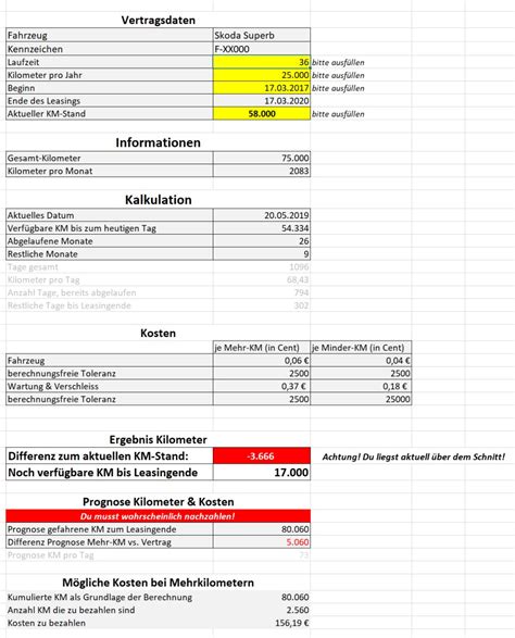 kilometer rechner leasing