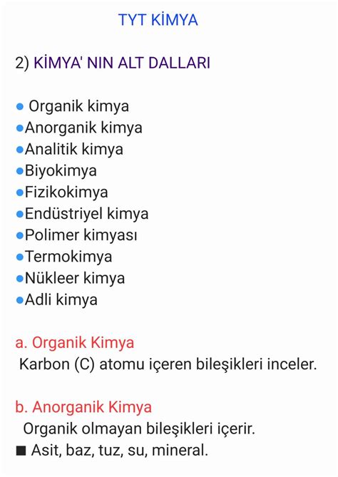 Kimya Alt Dalları