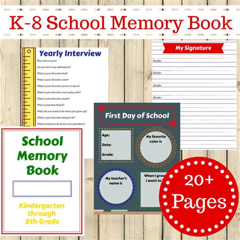 Kindergarten 8th Grade School Memory Book Journal Printable 8th Grade Memory Book Ideas - 8th Grade Memory Book Ideas