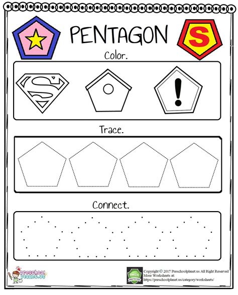 Kindergarten And Preschool Shapes Worksheets Pentagon Worksheets For Preschool - Pentagon Worksheets For Preschool