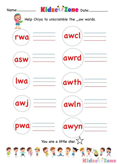 Kindergarten Aw Word Family Unscramble Words Worksheet Grade Nine Word Unscramble Worksheet - Grade Nine Word Unscramble Worksheet