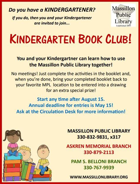 Kindergarten Book Club Massillon Public Library Kindergarten Book Club - Kindergarten Book Club