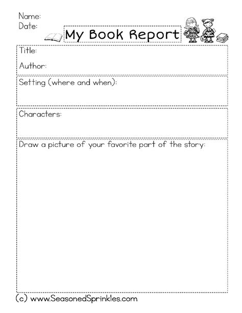 Kindergarten Book Report Worksheet Freebie Seasoned Sprinkles Book Report Theme Worksheet Kindergarten - Book Report Theme Worksheet Kindergarten