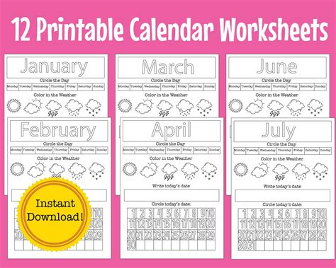 Kindergarten Calendar Worksheets   Learning Calendar Worksheets - Kindergarten Calendar Worksheets