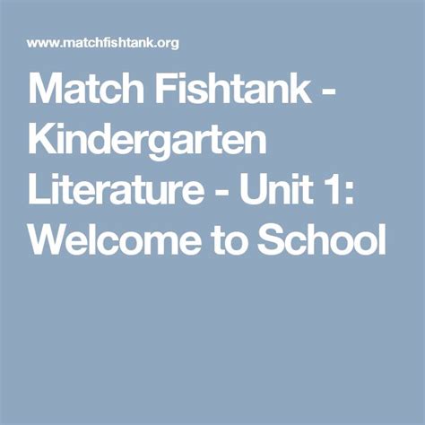 Kindergarten Ela Welcome To School Fishtank Learning Language Arts Kindergarten Lesson Plans - Language Arts Kindergarten Lesson Plans