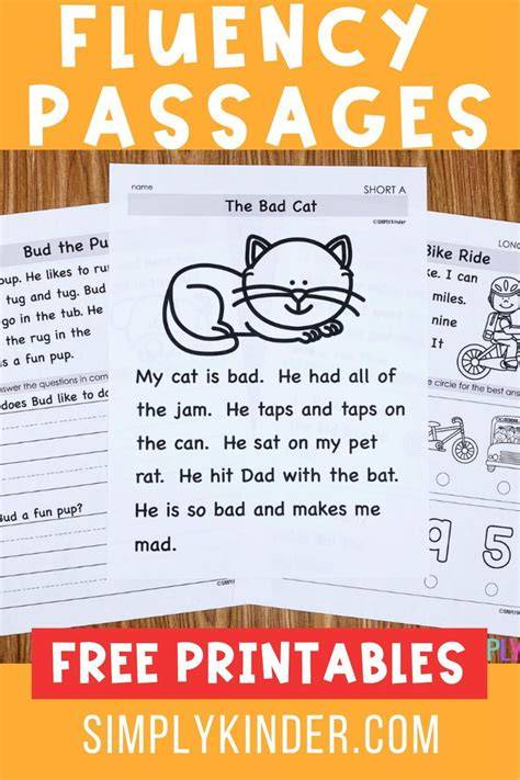 kindergarten fluency passages to print