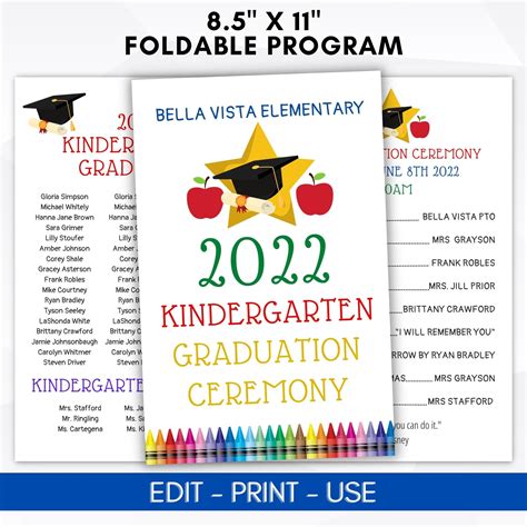 kindergarten graduation ceremony program templates