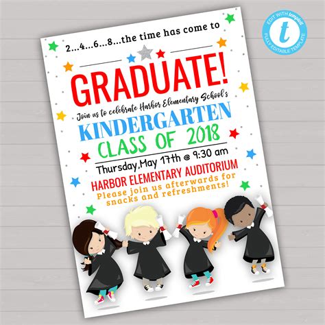 Kindergarten Graduation Invitation With Photo For A Boy Boy And Girl Template For Kindergarten - Boy And Girl Template For Kindergarten