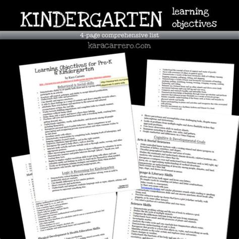 Kindergarten Learning Objectives And Outcomes Free Printable Kindergarten Objectives - Kindergarten Objectives